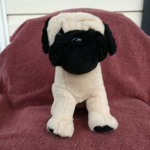 SALE💥$6.00💥 🐕SOFT & CUTE Small 11" Tall Plush Tan & Black PUG Puppy Dog